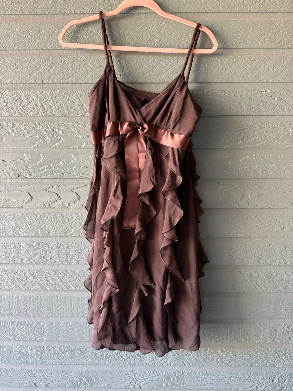 Women's Mauve Ruffle Satin-Trim Slip Dress
